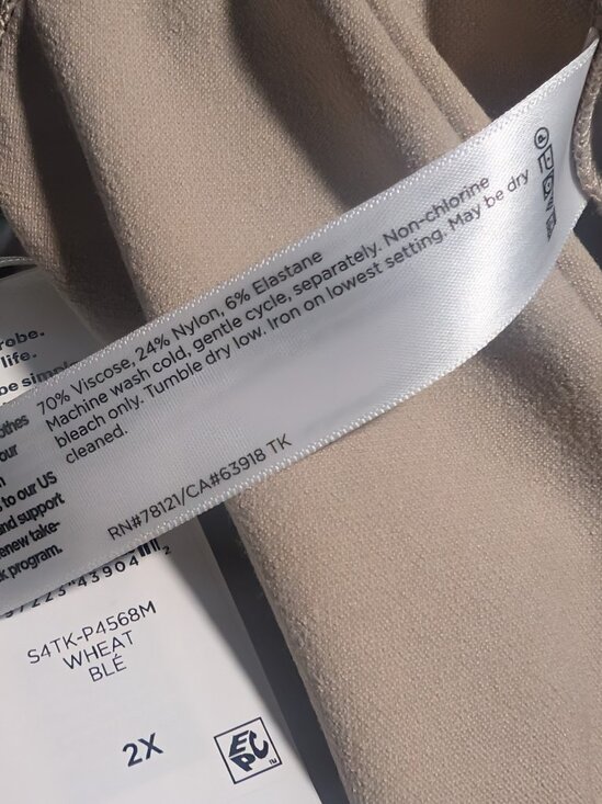 Eileen Fisher | Washable Stretch Crepe Crop with Slits In Wheat - Picture 10 of 10